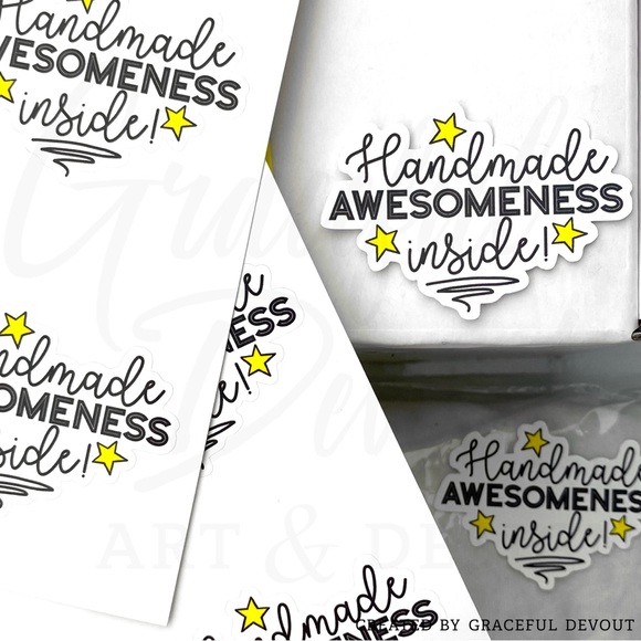 Handmade AWESOMENESS Inside! - 2" (inches) Sticker (96ct.) [GD60-96] - Picture 5 of 5